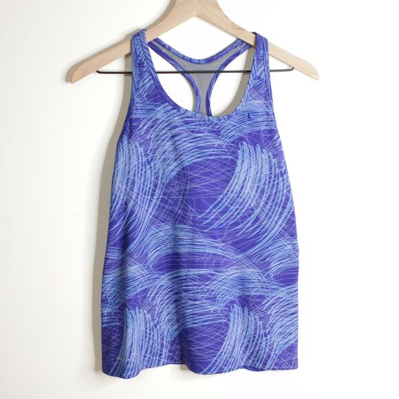 Nike Dri-fit Blue Paint Line Design Racerback Tank Medium - Picture 1 of 6